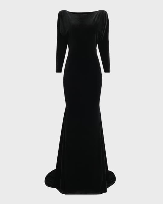 Velvet Gown with Open Cowl Back