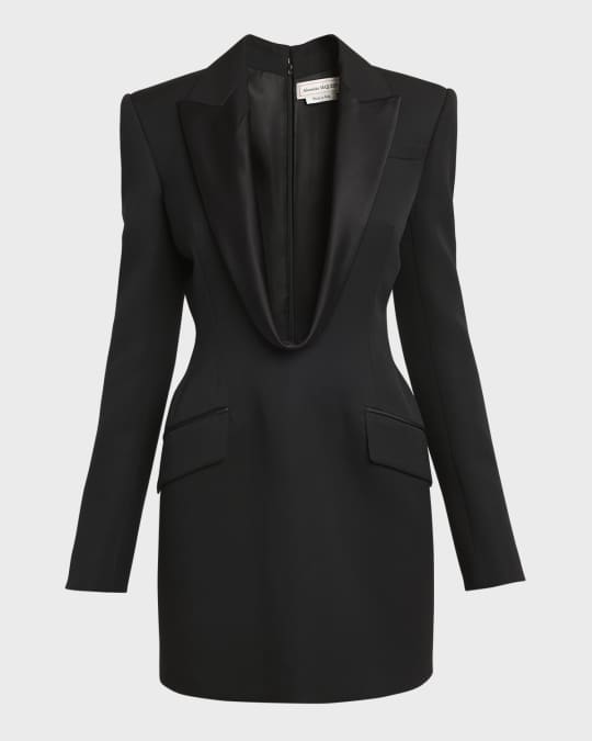 ワンピース Alexander McQueen Tuxedo Chemisier Dress MCQUEENBLACKTUXEDOGOWNBACK_160