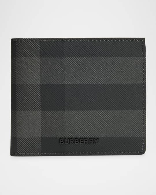 Burberry Men's Charcoal Check Bifold Wallet | Neiman Marcus