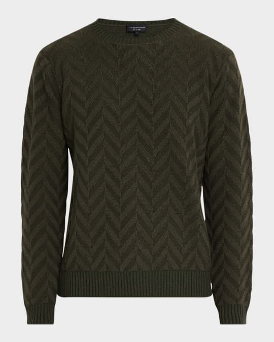 Emporio Armani Men's Wool Jacquard Chevron Crewneck Sweater