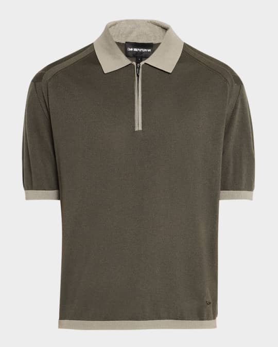 Men's Knit Quarter-Zip Polo Shirt
