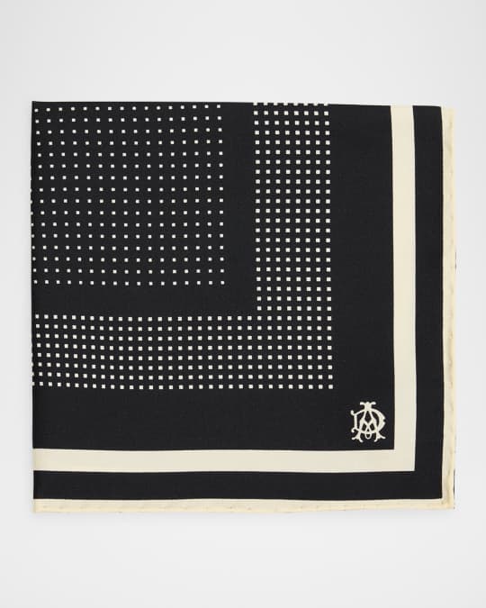 Men's Square-Print Mulberry Silk Pocket Square