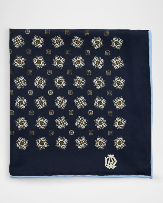 Men's Medallion Silk Pocket Square