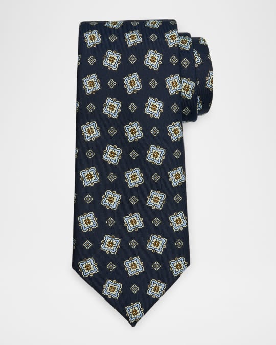 Men's Medallion Mulberry Silk Tie