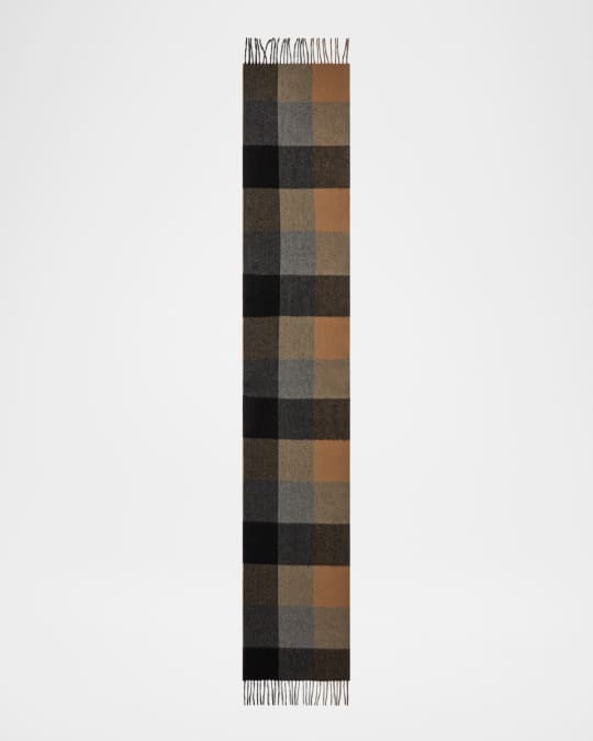 Men's Cashmere Double-Face Check Scarf