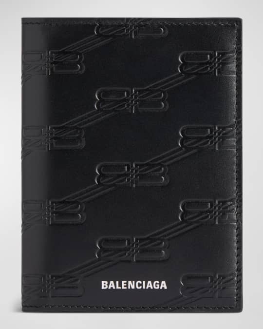 Men's Leather Embossed Monogram Vertical Bifold Wallet