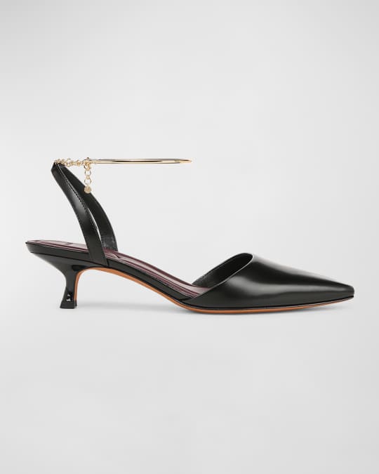 Vince Leather Ankle-Chain Slingback Pumps | Neiman Marcus