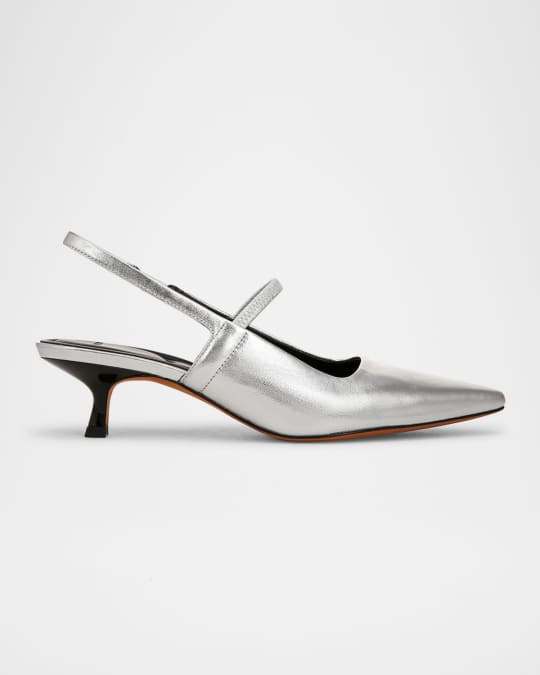 Metallic Slingback Ballerina Pumps