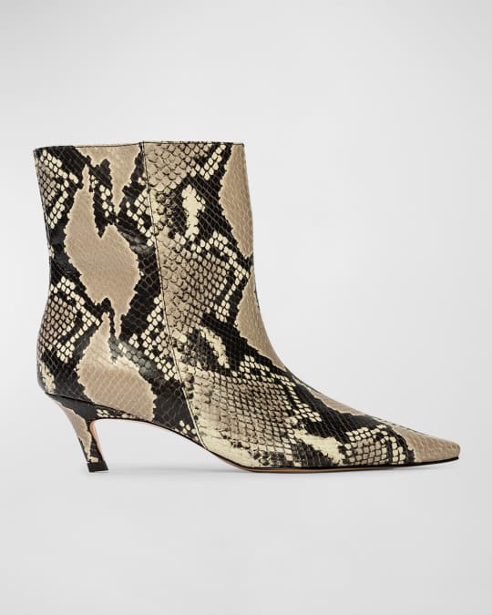 Black Suede Studio Avenue Snake-Embossed Ankle Boots Neiman Marcus