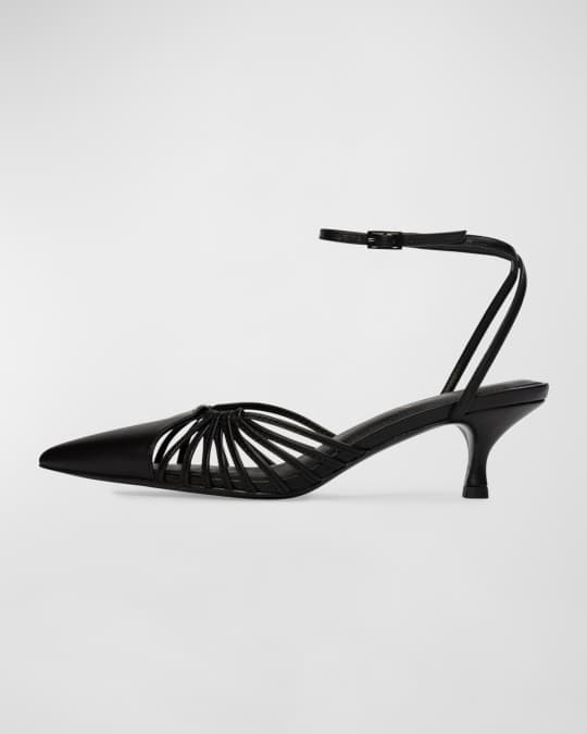 Grazia Leather Strappy Kitten Pumps