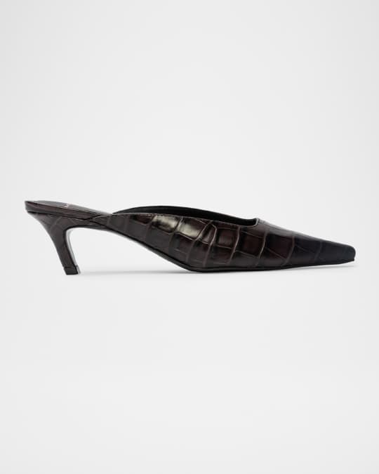Logan Leather Kitten Mule Pumps