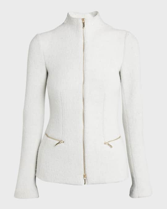 Giorgio Armani Cashmere-Blend Zip-Up Knit Jacket | Neiman Marcus