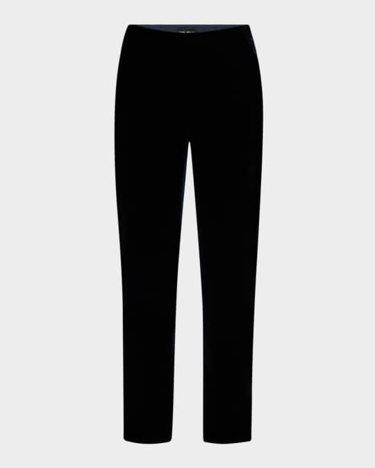Giorgio Armani Mid-Rise Slim-Leg Velvet Trousers | Neiman Marcus