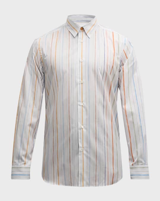 Men's Pencilled Artist Stripe Cotton Sport Shirt