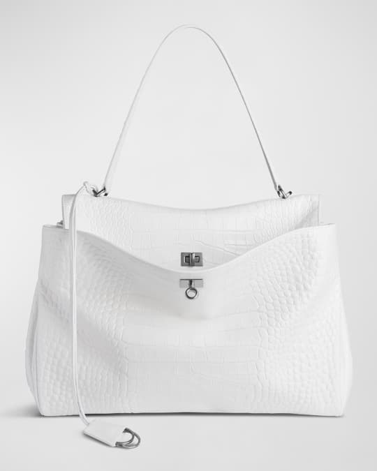 バレンシアガ　BALENCIAGA　RODEO　ホワイト クロコダイル風　トート Balenciaga Rodeo Large Croc-Embossed Leather Bag | Neiman Marcus