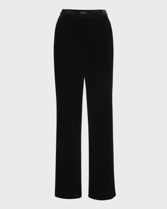 High-Rise Velvet Straight-Leg Trousers