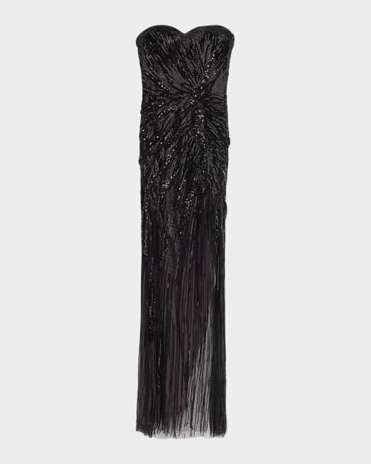Glistening Beaded Strapless Gown with Corset Back