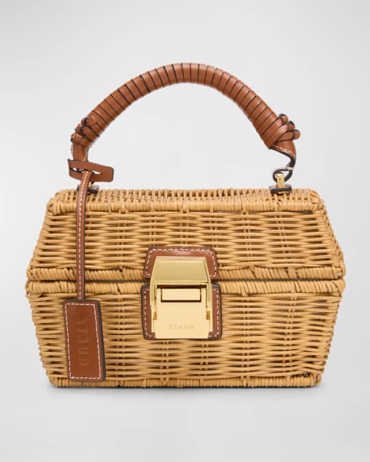 STAUD Tackle Box Straw Top-Handle Bag | Neiman Marcus
