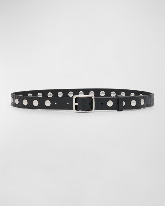 Rag & Bone Studded Baby Boyfriend Leather Belt | Neiman Marcus display picture 2