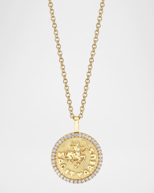 18K Yellow Gold Sagittarius Diamond Necklace