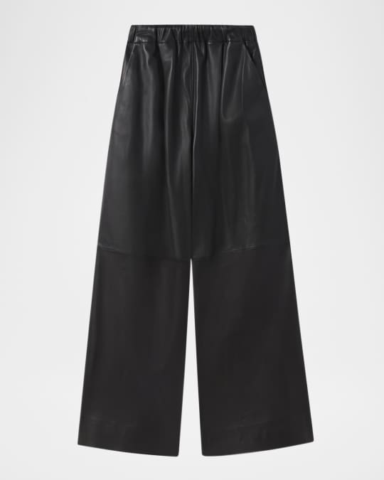 Jones Wide-Leg Leather Pants