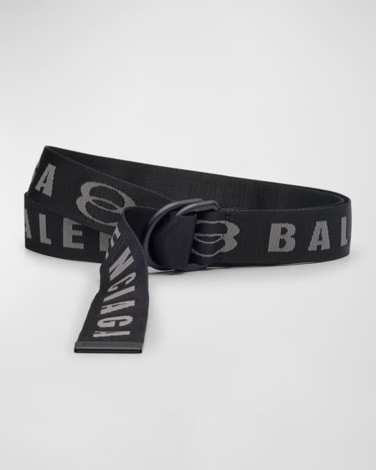 Balenciaga Men's Webbing Logo D-Ring Belt | Neiman Marcus