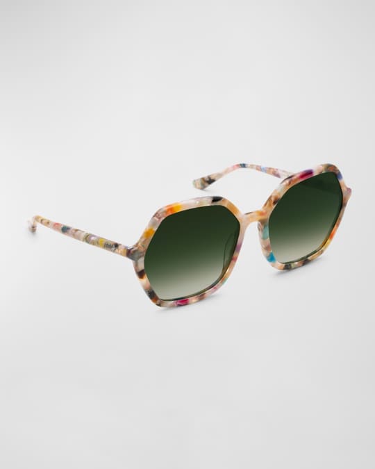 Jackie Acetate Geometric Round Sunglasses 