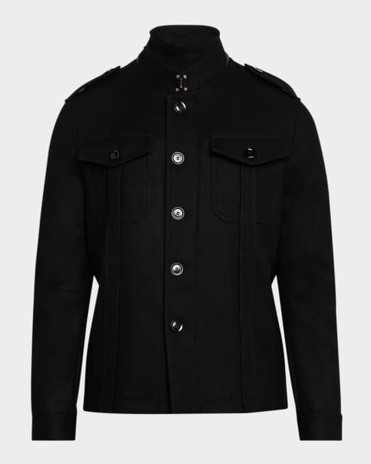 Men's Wool Stand-Collar Overshirt