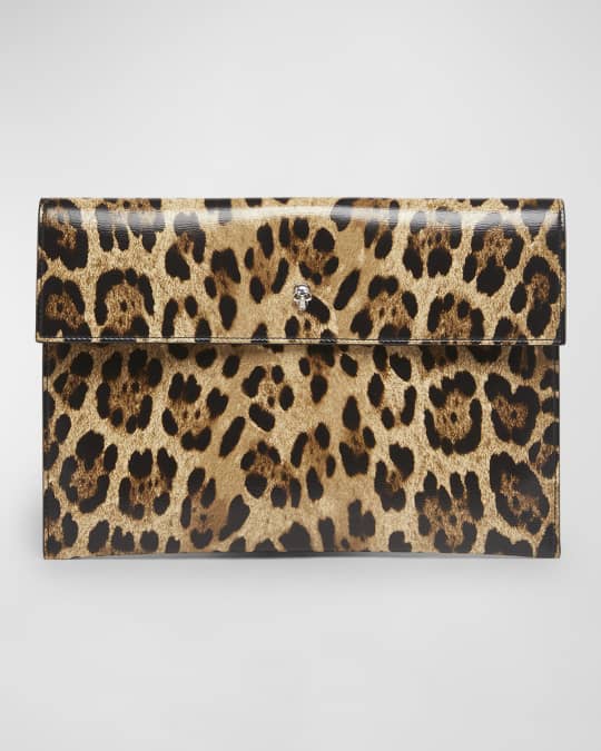 Envelope Leopard Print Pouch Clutch Bag