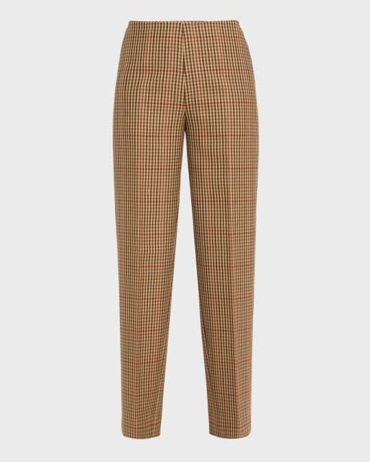 Prati Check Straight-Leg Ankle Pants