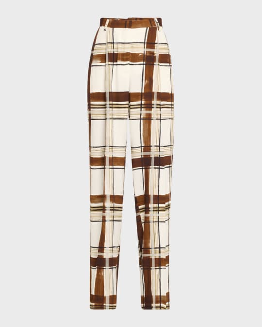 Porter Plaid Wide-Leg Pants