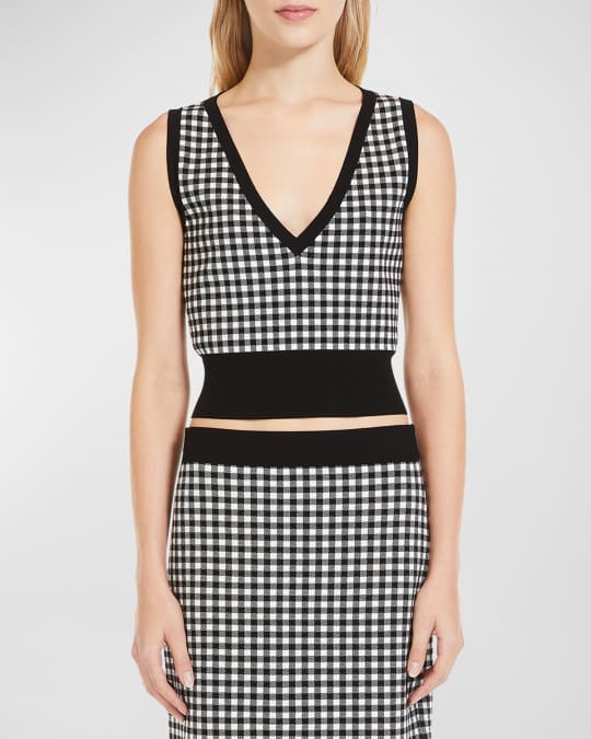 【送料&関税込】Max Mara Studio veleno Vest Max Mara Studio Veleno Cropped Gingham Jacquard Vest