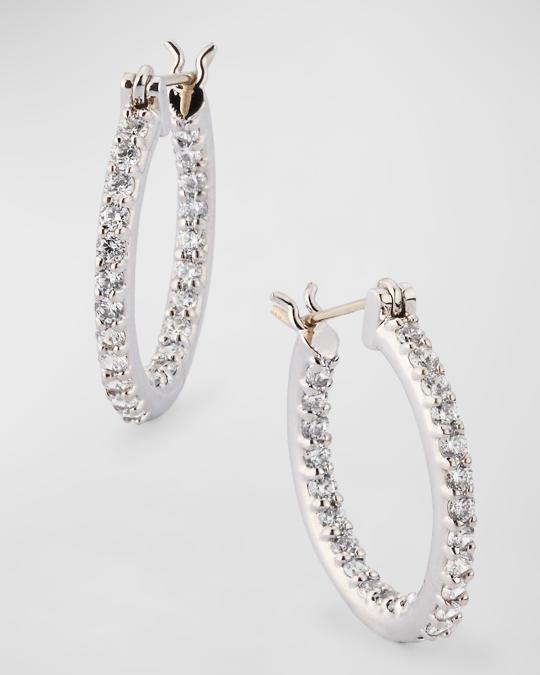 Silver Cubic Zirconia 8MM Huggie Hoop Earrings