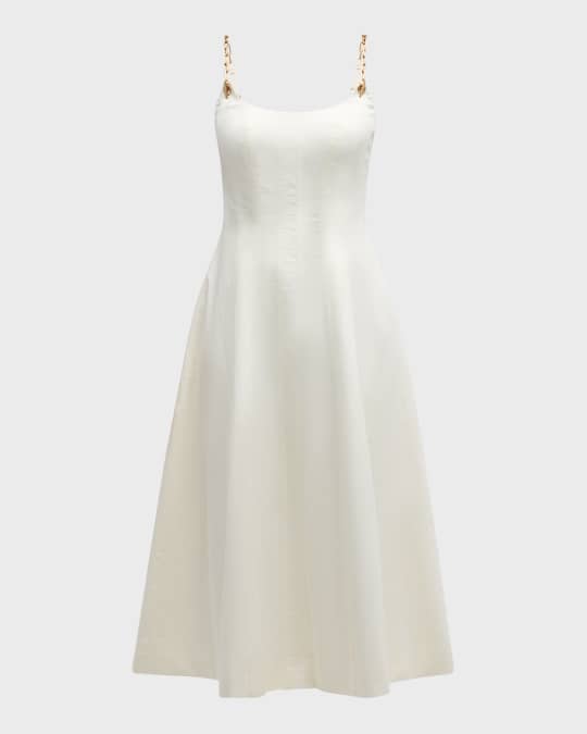 Kendra Chain-Strap Cotton Sateen Midi Dress