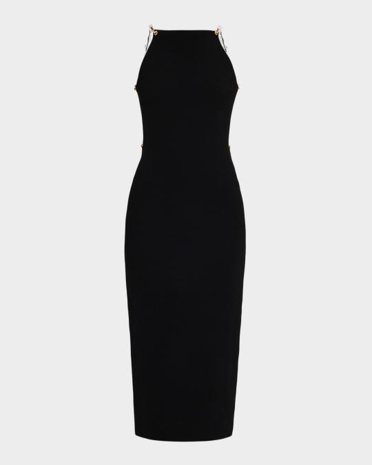 cult gaia backless dress Cassi Faux Pearl-Embellished Knit Midi catching element to the Size:3M Knit dress Web collection: Bright Blooms Eterne V Neck Racerback