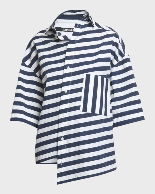 Pablo Stripe Monogram Asymmetric Top