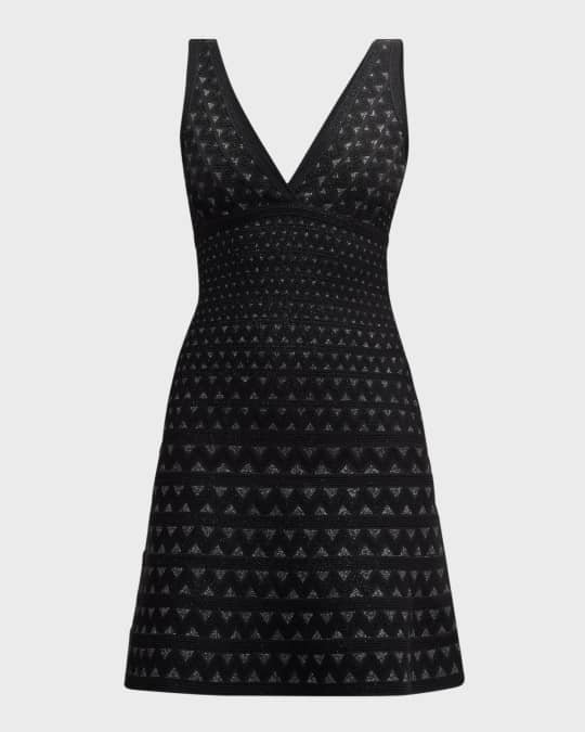 Zigzag Metallic Jacquard Knit Mini Dress