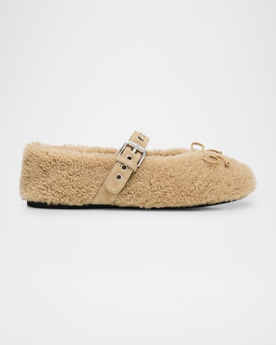 Shearling Mary Jane Ballerina Flats