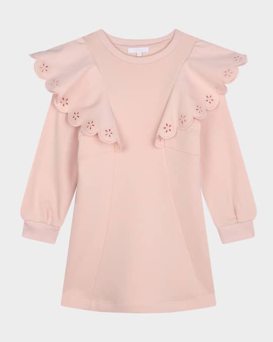  Girl's Embroidered Logo-Print Hoodie Dress, Size 8-14