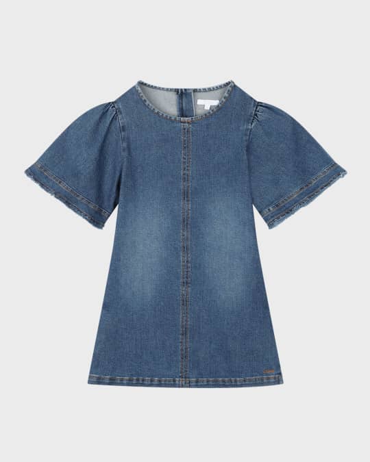 Girl's Denim Dress W/ Embroidered Logo, Size 8-14