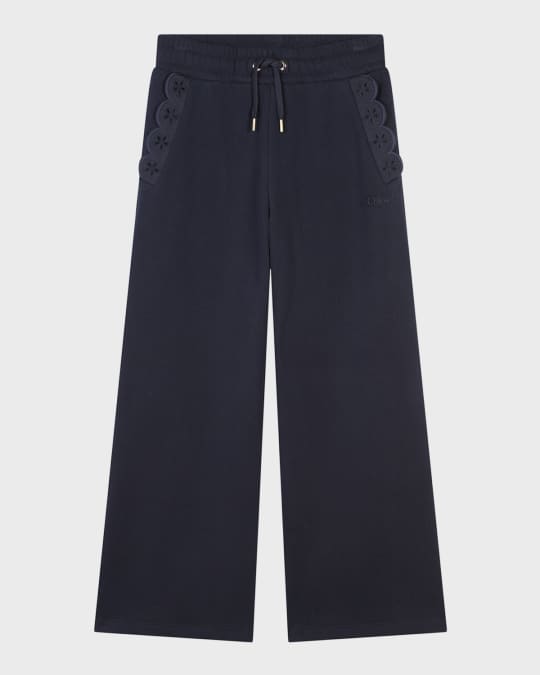  Girl's Logo Embroidered Fleece Trousers, Size 4-6