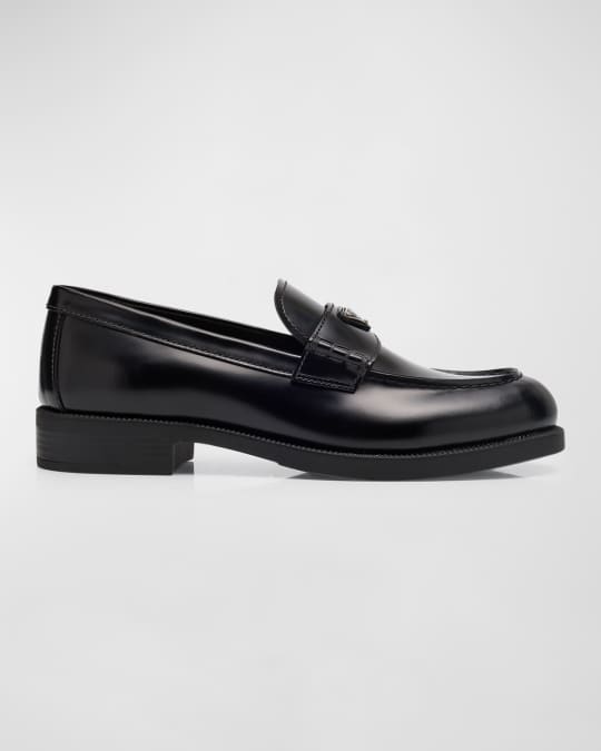 Leather Logo Slip-On Loafers