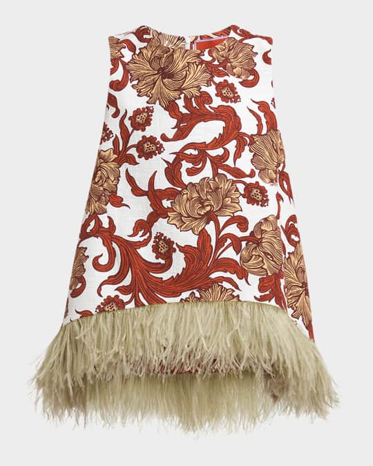 La Scala Sleeveless Feather-Hem Top