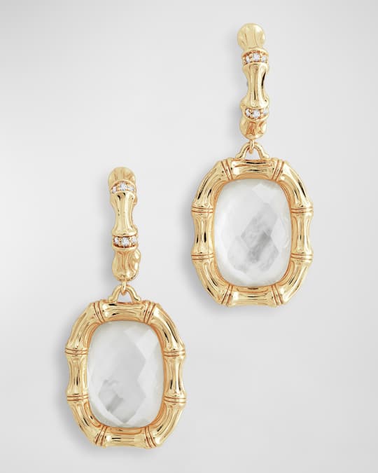 Bamboo with Stone Drop Earrings
