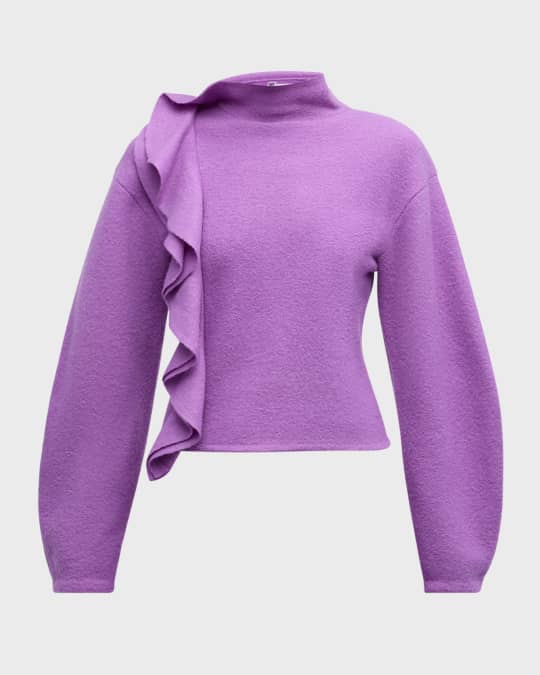 Corinna Ruffled Wool Pullover Sweater