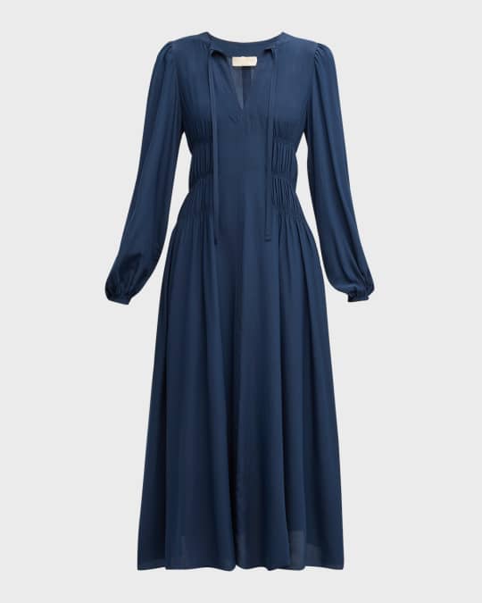 Rouen Silk Crepe De Chine Midi Dress