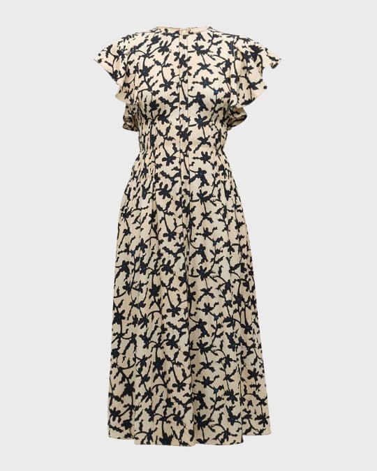 Ulla Johnson Anais Printed A-Line Midi Dress | Neiman Marcus