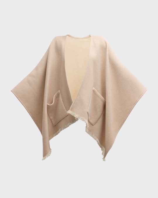 Fringed Cashmere-Blend Cape With Pockets 