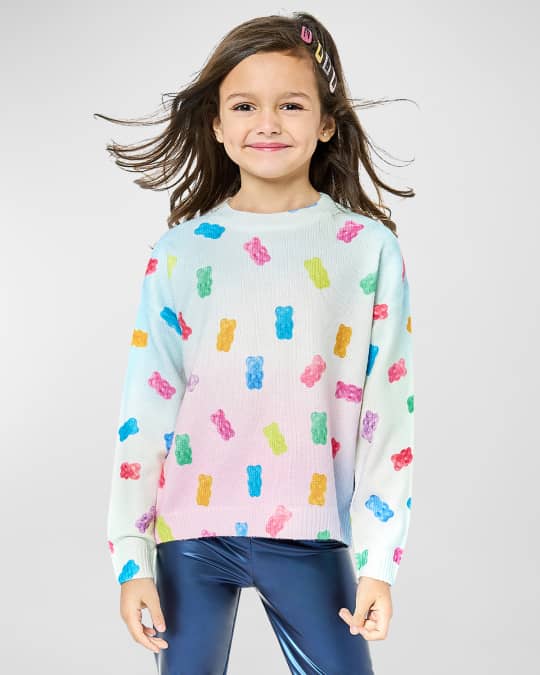Girl's Multicolor-Print Gummy Bear Sweater, Size 2T-10