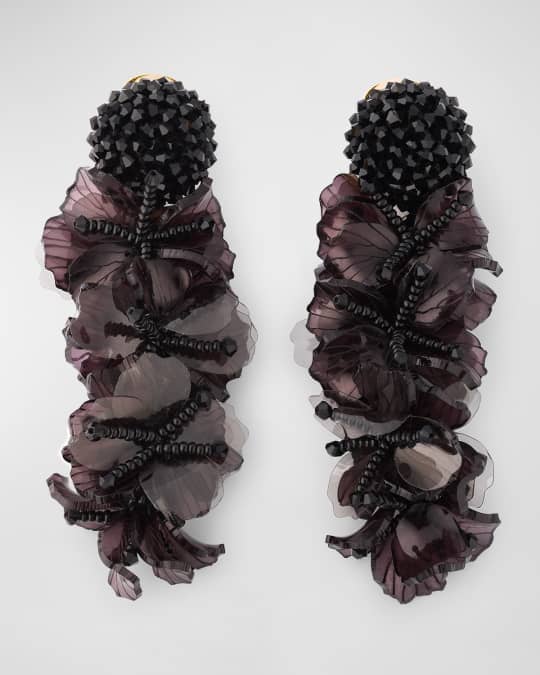 Large Flower and Bead Earrings